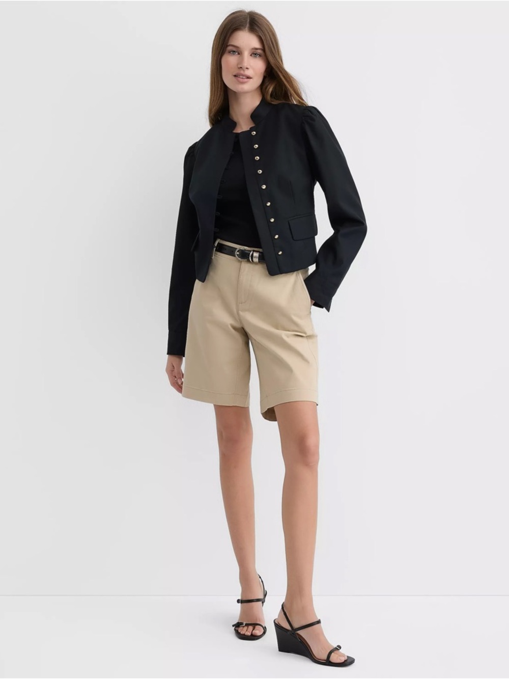 LOFT Monroe Chino Bermuda Shorts Natural Jute Size 2 - Picture 8 of 8